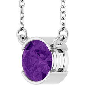 14K White Gold Natural Amethyst 18" Necklace