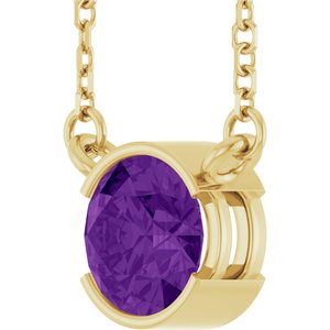 14K Yellow Gold Natural Amethyst 18" Necklace