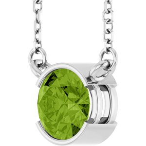 14K White Gold Natural Peridot 18" Necklace