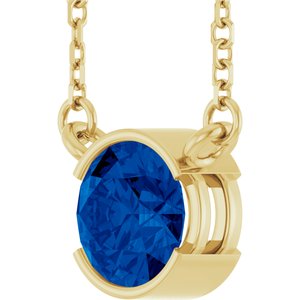 14K Yellow Gold Lab-Grown Blue Sapphire 18" Necklace
