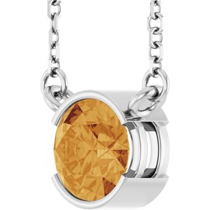 14K White Gold Natural Citrine 18" Necklace