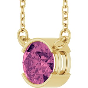 14K Yellow Gold Natural Pink Tourmaline 18" Necklace