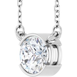 14K White Gold Natural White Sapphire 18" Necklace