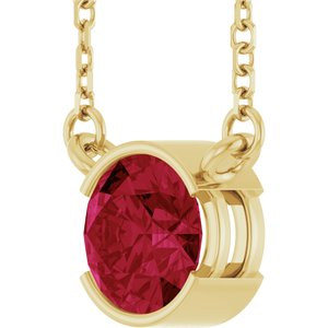 14K Yellow Gold Lab-Grown Ruby 18" Necklace