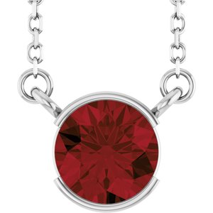 14K White Gold Natural Mozambique Garnet 18" Necklace