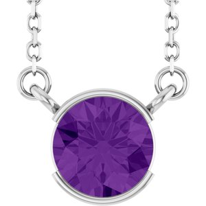 14K White Gold Natural Amethyst 18" Necklace