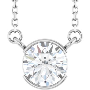14K White Gold Natural White Sapphire 18" Necklace
