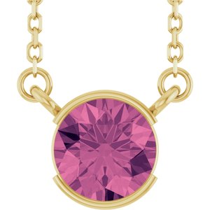 14K Yellow Gold Natural Pink Tourmaline 18" Necklace