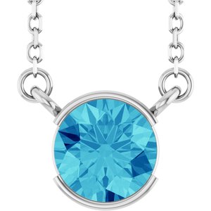 14K White Gold Natural Blue Zircon 18" Necklace