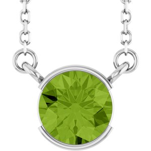 14K White Gold Natural Peridot 18" Necklace
