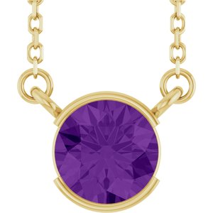 14K Yellow Gold Natural Amethyst 18" Necklace