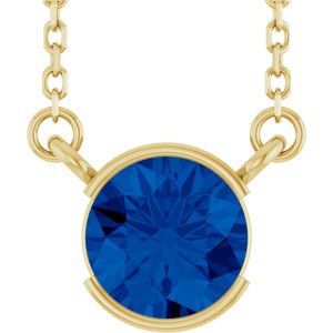 14K Yellow Gold Lab-Grown Blue Sapphire 18" Necklace