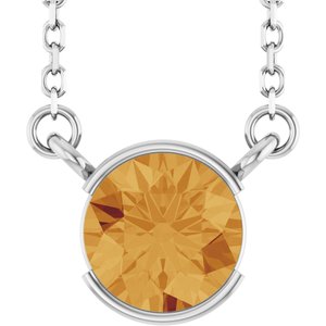 14K White Gold Natural Citrine 18" Necklace