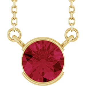 14K Yellow Gold Lab-Grown Ruby 18" Necklace