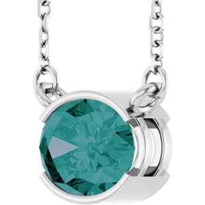 14K White Gold Lab-Grown Alexandrite 18" Necklace