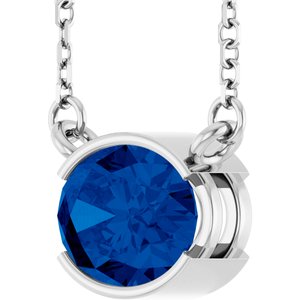 Platinum Lab-Grown Blue Sapphire 18" Necklace