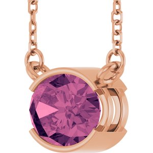 14K Rose Gold Natural Pink Tourmaline 18" Necklace