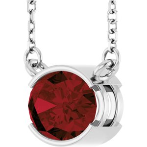 Platinum Natural Mozambique Garnet 18" Necklace