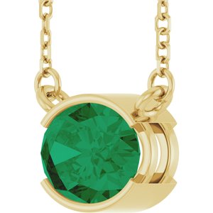 14K Yellow Gold Natural Emerald 18" Necklace