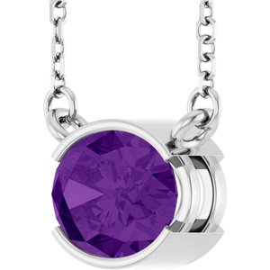 Sterling Silver Natural Amethyst 18" Necklace