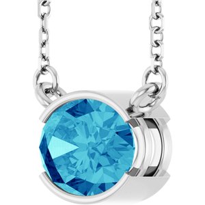 Platinum Natural Blue Zircon 18" Necklace