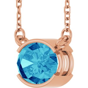 14K Rose Gold Natural Blue Zircon 18" Necklace