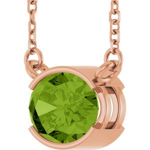 14K Rose Gold Natural Peridot 18" Necklace
