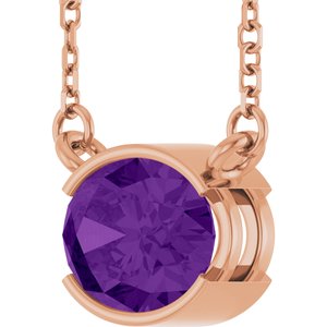 14K Rose Gold Natural Amethyst 18" Necklace