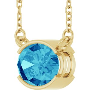 14K Yellow Gold Natural Blue Zircon 18" Necklace