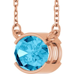 14K Rose Gold Natural Aquamarine 18" Necklace
