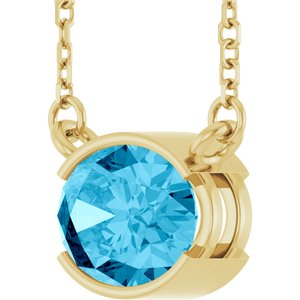 14K Yellow Gold Natural Aquamarine 18" Necklace