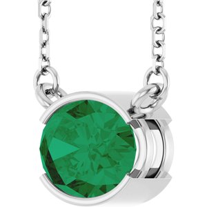 Platinum Lab-Grown Emerald 18" Necklace
