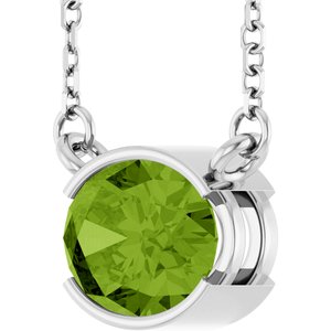 Platinum Natural Peridot 18" Necklace