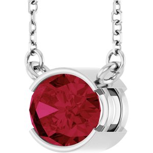 14K White Gold Lab-Grown Ruby 18" Necklace