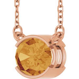 14K Rose Gold Natural Citrine 18" Necklace
