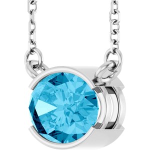 14K White Gold Natural Aquamarine 18" Necklace