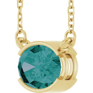 14K Yellow Gold Lab-Grown Alexandrite 18" Necklace