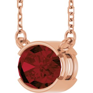 14K Rose Gold Natural Mozambique Garnet 18" Necklace