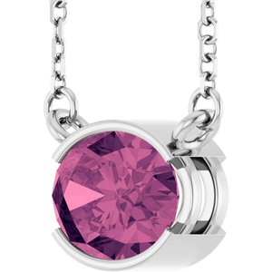 14K White Gold Natural Pink Tourmaline 18" Necklace
