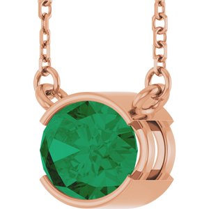 14K Rose Gold Natural Emerald 18" Necklace
