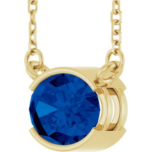 14K Yellow Gold Natural Blue Sapphire 18" Necklace