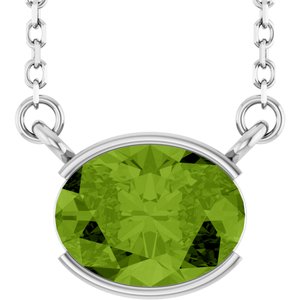 Platinum Natural Peridot 18" Necklace