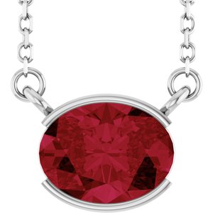 14K White Gold Lab-Grown Ruby 18" Necklace