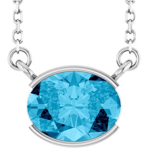 14K White Gold Natural Aquamarine 18" Necklace