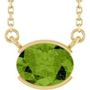 14K Yellow Gold Natural Peridot 18" Necklace