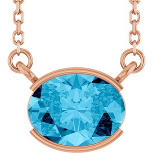 14K Rose Gold Natural Aquamarine 18" Necklace