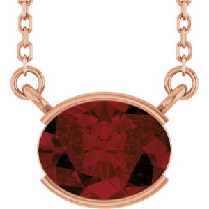 14K Rose Gold Natural Mozambique Garnet 18" Necklace