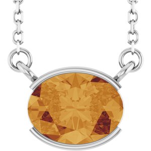Sterling Silver Natural Citrine 18" Necklace