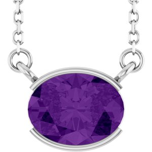 Sterling Silver Natural Amethyst 18" Necklace