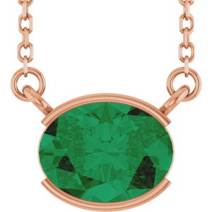 14K Rose Gold Lab-Grown Emerald 18" Necklace